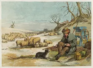 Chop: SHEPHERD & DOG IN WINTER