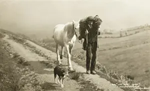 Cumbrian: Shepherd with sheep, horse and dog