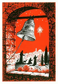 Nativity: Shepherds approaching Bethlehem