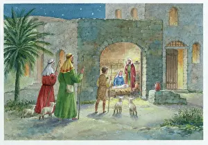 Cooke: Three Shepherds Arriving at the door of the Stable in Bethle