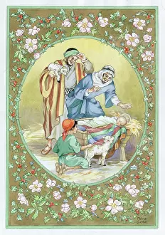 Cloke: Shepherds and boy in nativity scene