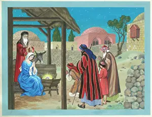 Crib: Shepherds beside the holy crib
