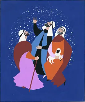 Champness: The Three Shepherds, one with a lamb