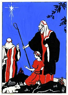 Three Colour: Shepherds and shepherd boy gazing at star