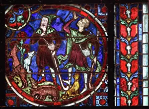 Laon: Shepherds, stained glass window, Laon Cathedral