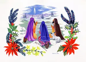 Caley: Three Shepherds and Star Over Bethlehem