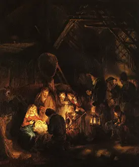 Chiaroscuro: Shepherds Worship the Child, by Rembrandt