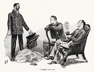 Lestrade: Sherlock Holmes - Lestrade empties a bag of Doran's things