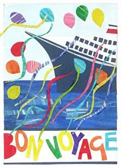 Streamers: Ship with balloons and streamers