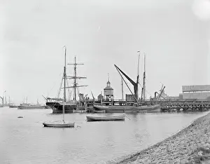 Erith: Ship and Barge Moored alongside Erith Ballast Wharf