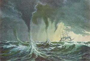 Waterspout: Ship in Danger as Sailing Into Waterspout