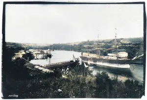 Fowey: Ship in dock, at Fowey