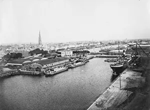Bremerhaven: Ship in harbor basin of Bremerhaven, Germany