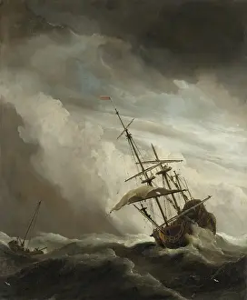 Velde: A Ship on the High Seas Caught by a Squall