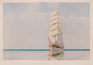 Nov16: Ship in full sail on calm water