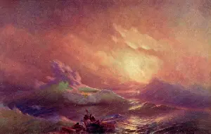 Aivazovsky: Ship in a storm at sea, Russia