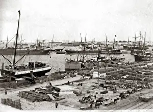 Suez: Shipping at Suez, Egypt, circa 1890