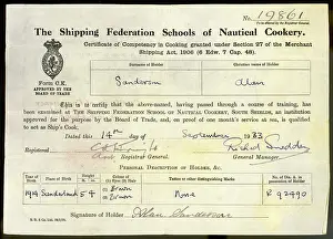 Sanderson: SHIP'S COOK CERTIFICATE