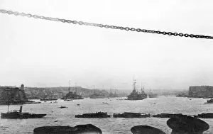 Valletta: Ships in the harbour at Valletta, Malta, WW1