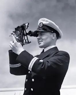 Angular: Ship?s Officer Using Sextant to Measure Angular