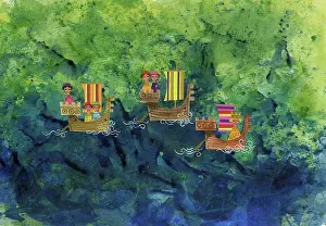 Maddox: Three Ships with striped sails