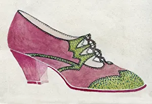 Thirties Style: Shoe design in maroon and green