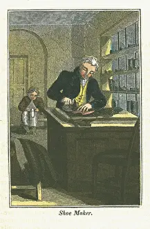 1823: Shoe Maker Master craftsman in tailored coat