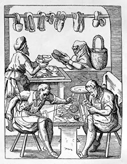 Customer: The Shoemaker. Master craftsman serves female