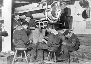 Cobbler: Shoemaker's workshop on board a German warship, 1905