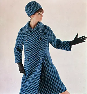 Sandys: Shoot for Jaeger - blue and black check woollen coat