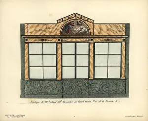 Hatmaker: Shopfront of Sallart's hatmaker, Paris, circa 1800