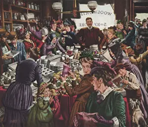 Dime: Shoppers at Early Five and Dime Store
