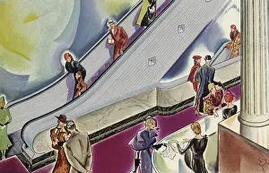 Shoppers: Shoppers and Escalator in Retail Store