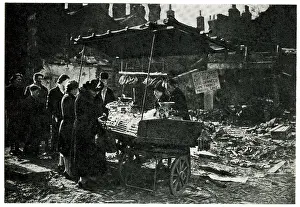 Queuing: Shopping in the morning after a German air raid, WW2