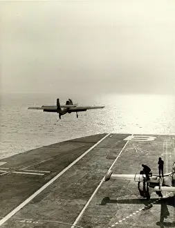 Seamew: Short SB6 Seamew over the deck of an aircraft carrier
