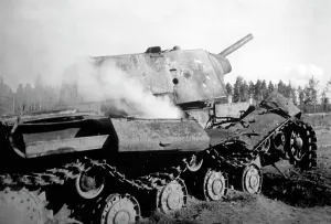 Blockade: Shot down Soviet tank at Leningrad, 1942