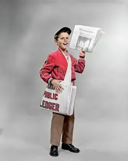 Preteen: Shouting Newsboy Standing Selling