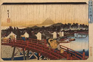 Hiroshige: Shower over Nihon-bashi, by Hiroshige