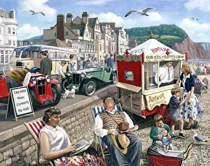 Shingle: Sidmouth, Devon, with MG Cars