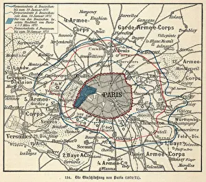 Sevres: SIEGE OF PARIS MAP 1870