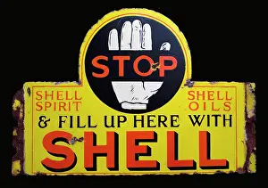 Refuel: Sign advertising Shell Spirit and Oils