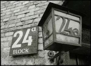 Signage: Signage on wall Auschwitz