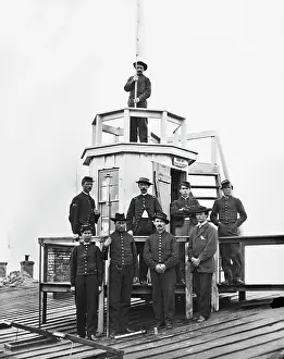 Rooftop: Signal Corps men at Washington, D.C. Central