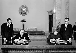 Bucharest: Signing of Soviet-Romanian documents in Bucharest, 1976