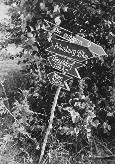 Distances: Signposts on the front near Leningrad, 1941