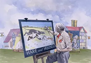 Situ: A signwriter painting a pub sign