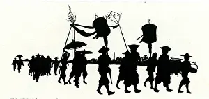 Lanterns: Silhouette, Chinese parade with lanterns