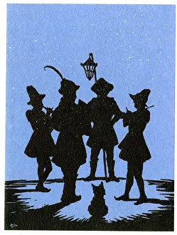 Carols: Silhouette, Christmas carol singers