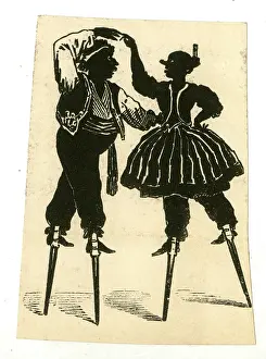 Dances: Silhouette, Circus Stilt Walkers dancing