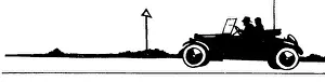 Silhouettes: Silhouette, couple in an open-topped car